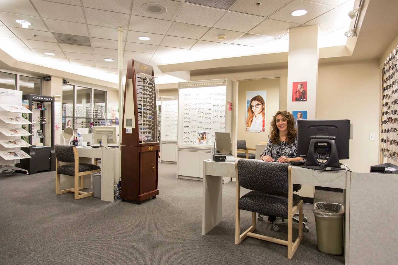 The optical shop at Peninsula Laser Eye Medical Group, with designer frames and sunglasses on display